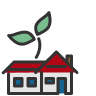 Buying a Home Icon - house with large leaves above it